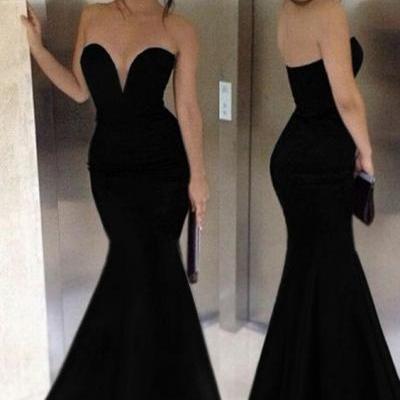 Charming Black Prom Dress,Sexy Mermaid Prom Dress,Fishtail Mermaid Evening Dress,Back Corss Party dresses,Prom Gown Women Long Cocktail Dresses