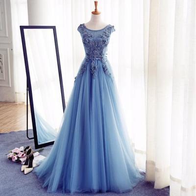Charming Tulle Handmade Prom Dress,Long Prom Dresses,Lace Appliques Prom Dress,Prom Dresses,Evening Dress, Prom Gowns, Formal Women Dress,