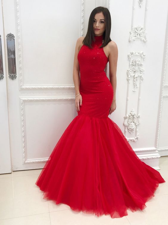 Red Prom Dresses with Tulle