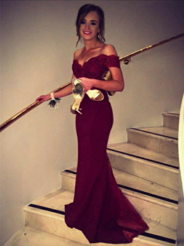 maroon elegant evening dresses