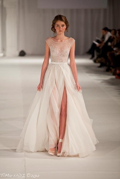 White Sheer Prom Dress