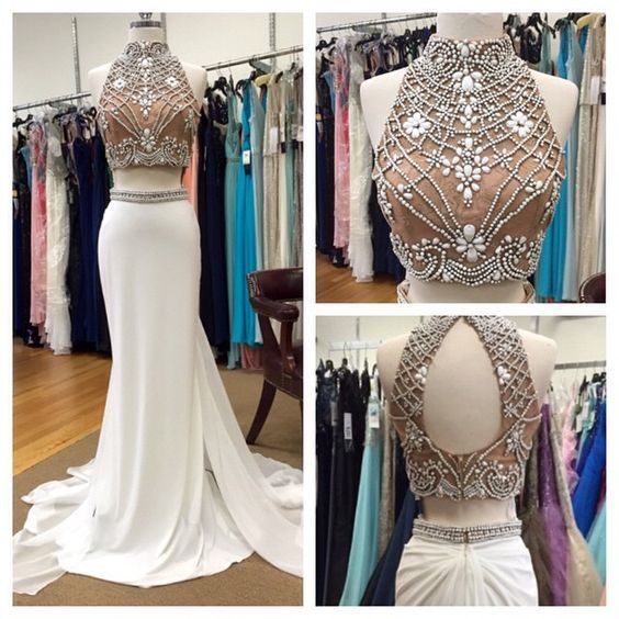 2 piece mermaid style prom dress
