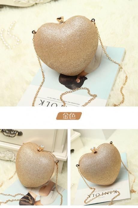 2016 Fashion Women Bags,Rhinestone Heart-shaped Clutch Bags For Prom ，Party Bags,